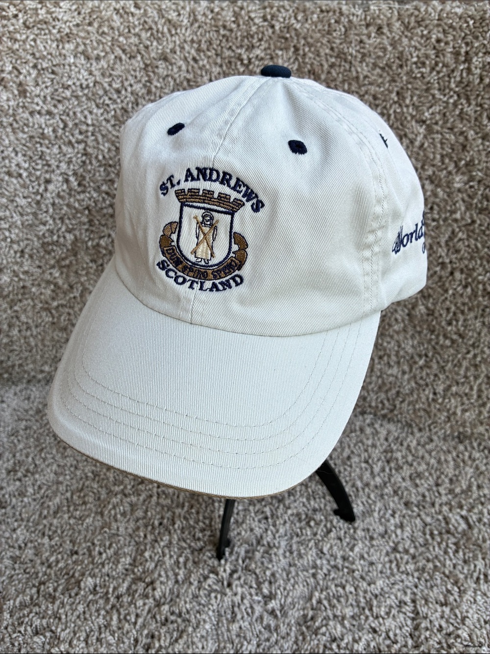 St. Andrews Scotland World Tour Golf Links Cream Strapback Cap